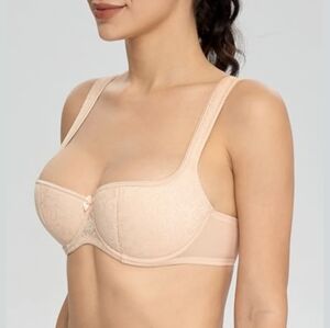 Lemorosy | Dirndl Bra Half Cup Lifting Balconette Demi Floral Swirl Nude 36B